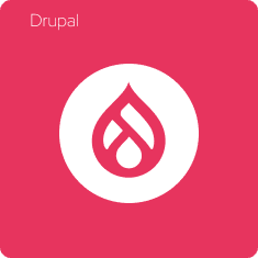 Logo officiel de Drupal (le drop), représentant notre expertise dans ce CMS open source et sécurisé. Agence web Azuracom.