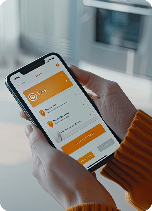 studio-dev-appli Un téléphone mobile affichant l'interface d'une application professionnelle entièrement codée par les développeurs de l'agence de développement web Azuracom.