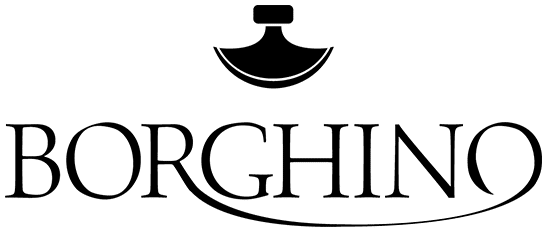 Logo Borghino, maison de sellerie et garnissage de luxe, utilisé comme élément d’identité visuelle sur un site vitrine luxe.